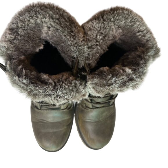 Lugz Fur Boots Army Green Lace Up Combat Style Faux Fur Boots Size 7.5 - Picture 3 of 7